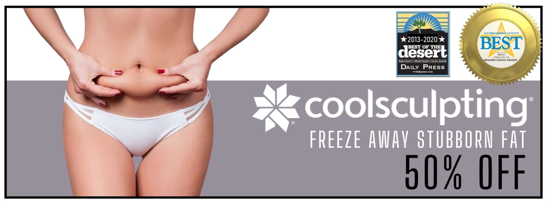 Woman pinches her stubborn fat that she will treat with Coolsculpting at Health First.