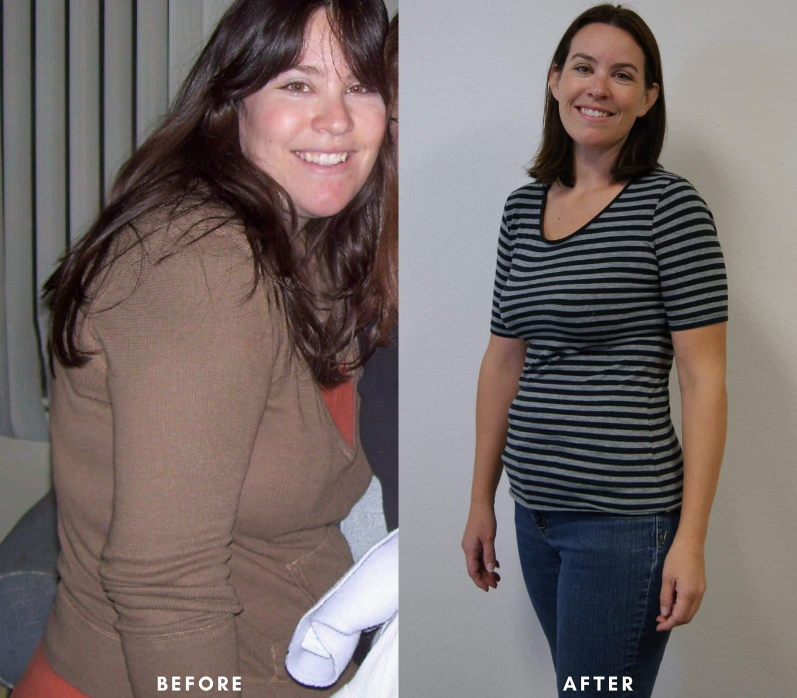 Womans before and after weight loss program at Health First.