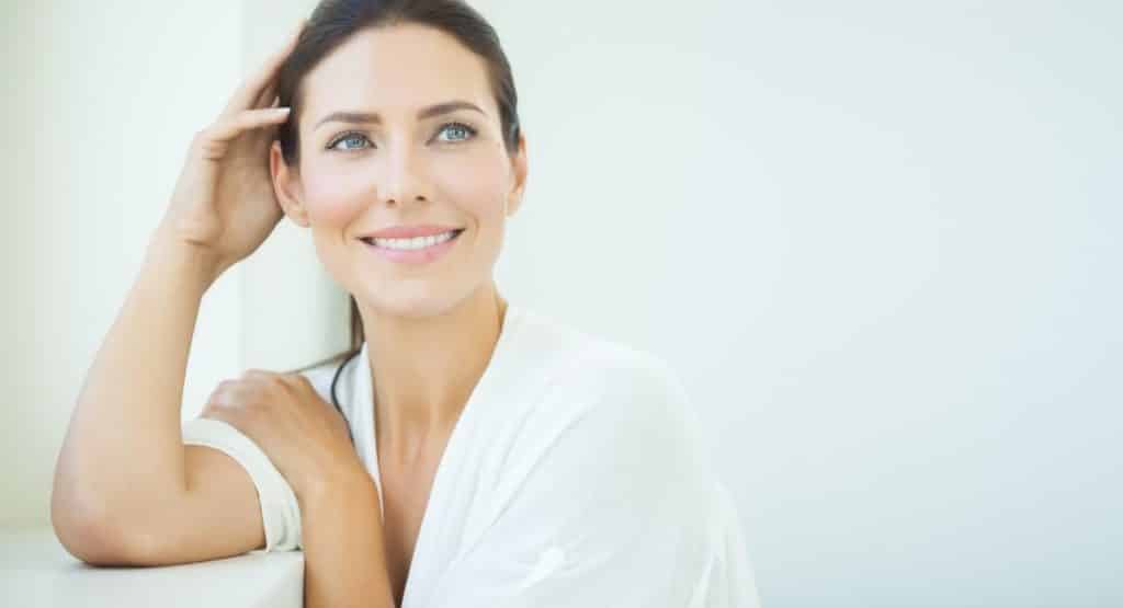 beautiful middle-aged woman smiling with botox treatment