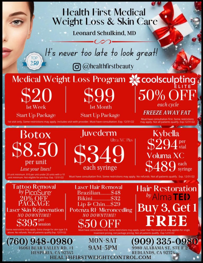Health First Weight Loss and Skin Care Monthly Specials